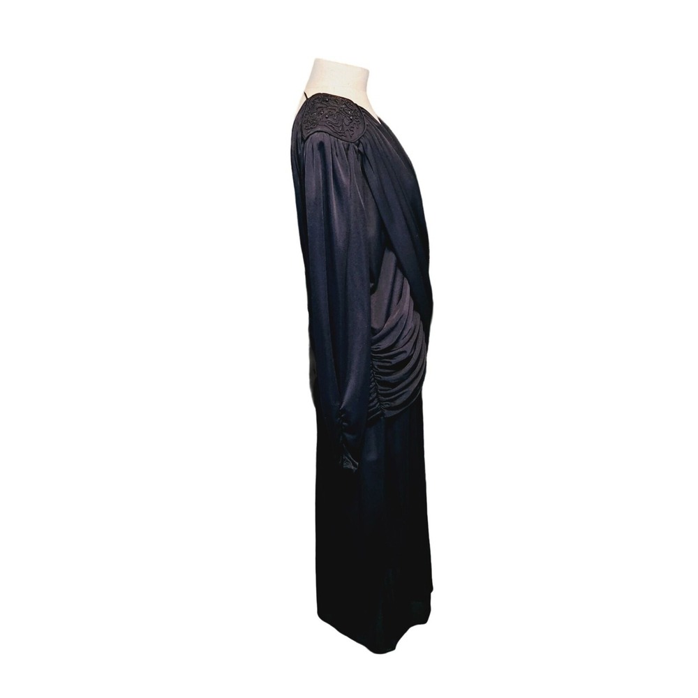 California Talls vintage 80's Dress size 20 beaded shoulder low back black - Picture 4 of 16